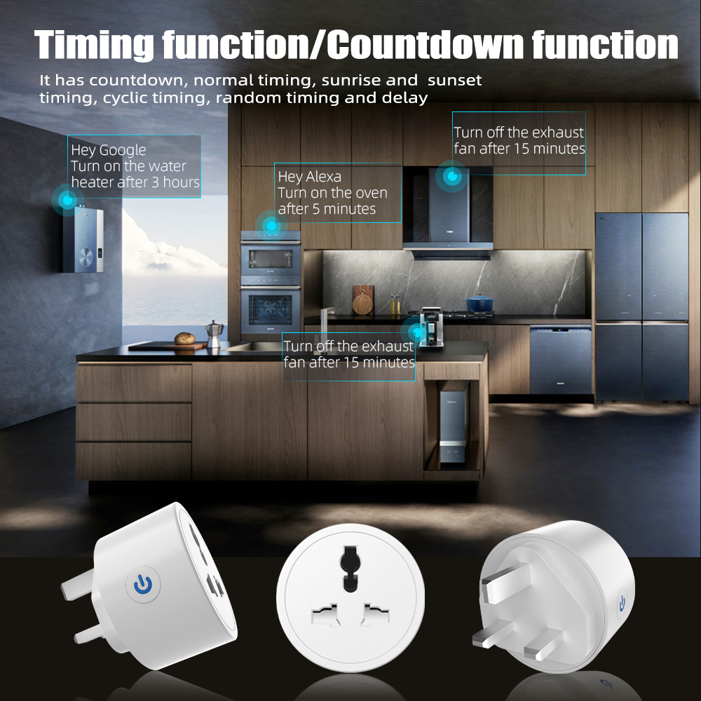 16A Tuya Smart life wifi metering universal socket smart plug mobile phone remote voice control