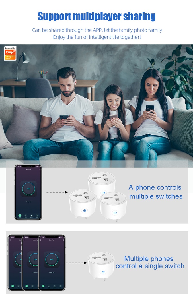 16A Tuya Smart life wifi metering universal socket smart plug mobile phone remote voice control
