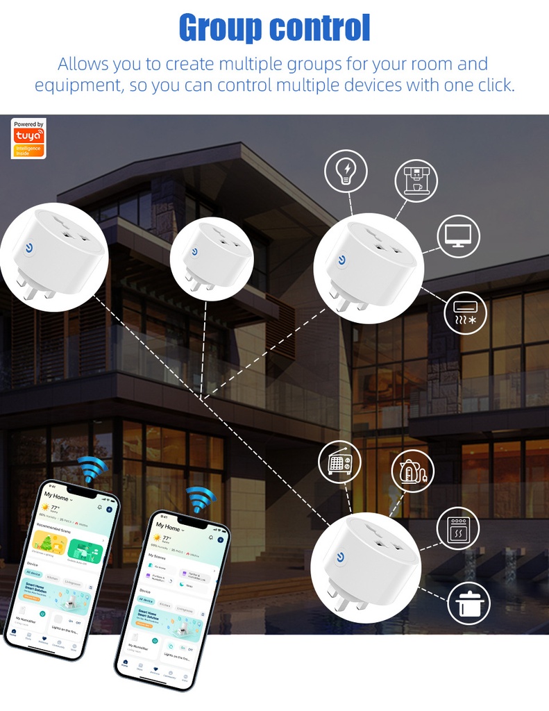 16A Tuya Smart life wifi metering universal socket smart plug mobile phone remote voice control