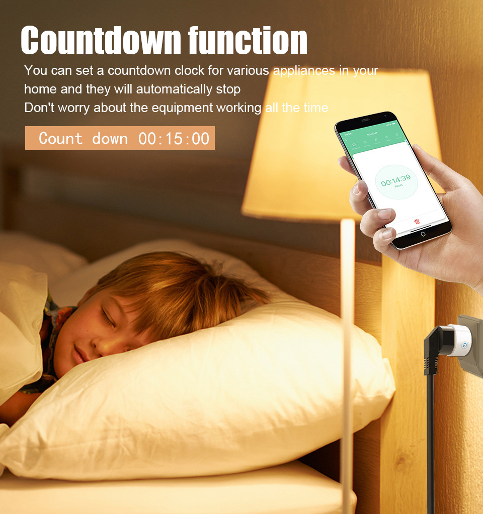 16A Tuya Smart life wifi metering universal socket smart plug mobile phone remote voice control