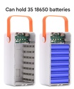 DIY 35 Slot Large Capacity 18650 Power Bank 22.5W Battery Power Case with LED Flashlight Function No Batteries (ESS Gadgets)