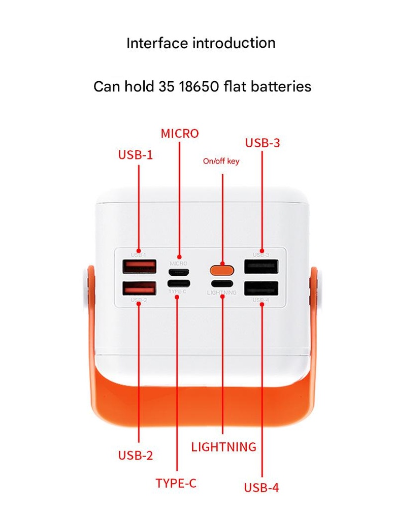 DIY 35 Slot Large Capacity 18650 Power Bank 22.5W Battery Power Case with LED Flashlight Function No Batteries (ESS Gadgets)