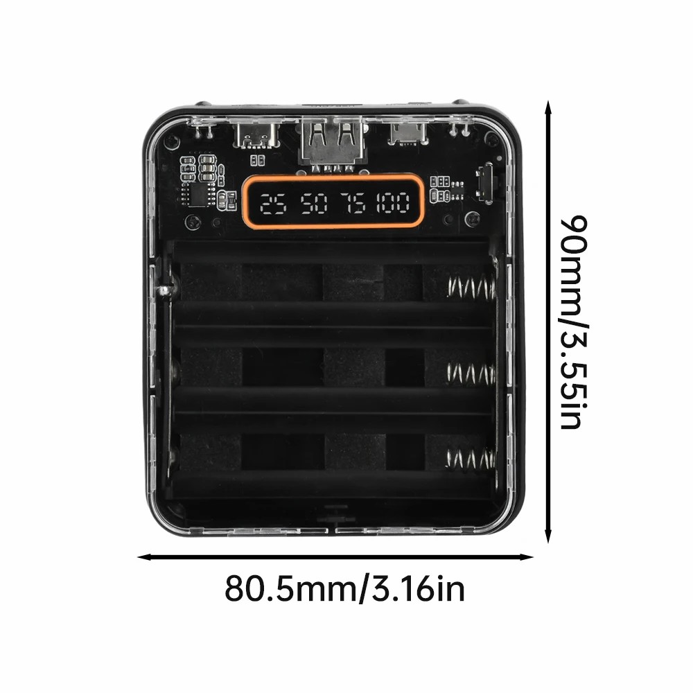 DIY Kit 3Pcs 18650 Battery Box With 4-Wire Interfaces LED Digital Display Portable Battery Charge Storage Case