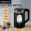 SOKANY 2.3L 2000W High-power Electric Kettle Household Food-grade Stainless Steel Double-layer Thermal Insulation Electric Kettle