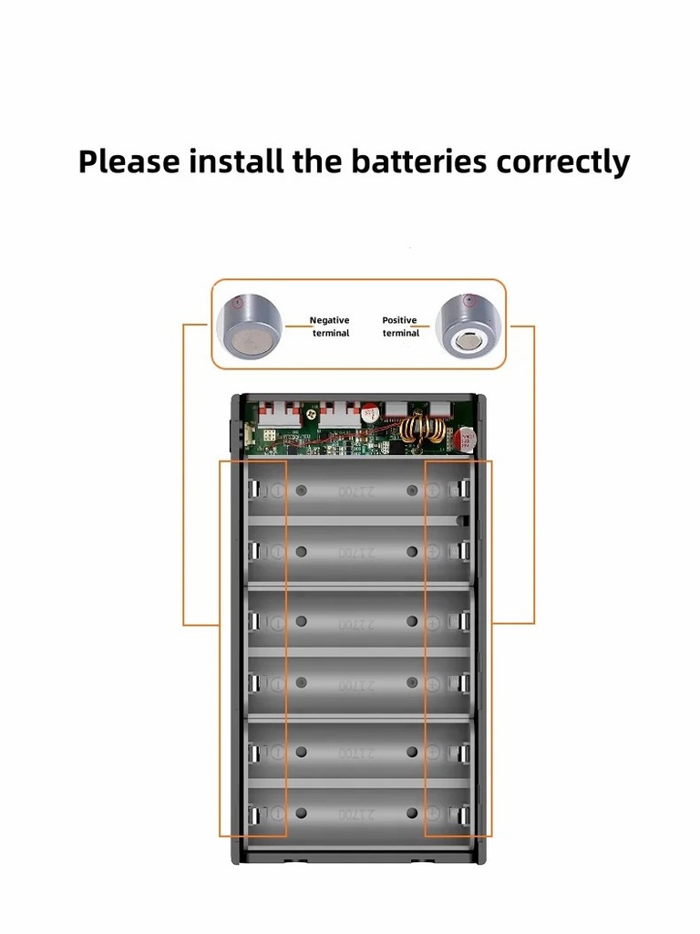 Q6 PD 100W Fast Charging Power Bank CASE shell 20V 5A DIY 6 PCS 21700 battery Detachable laptop charge External power supply