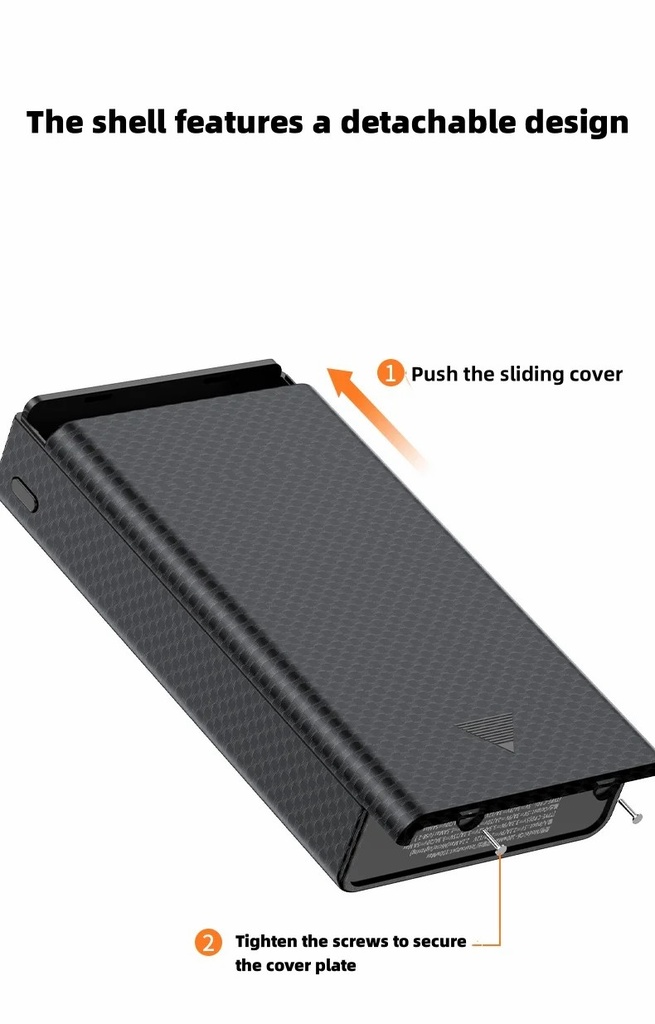 Q6 PD 100W Fast Charging Power Bank CASE shell 20V 5A DIY 6 PCS 21700 battery Detachable laptop charge External power supply