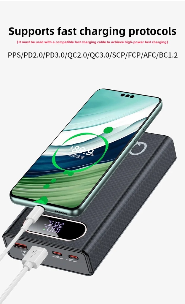 Q6 PD 100W Fast Charging Power Bank CASE shell 20V 5A DIY 6 PCS 21700 battery Detachable laptop charge External power supply