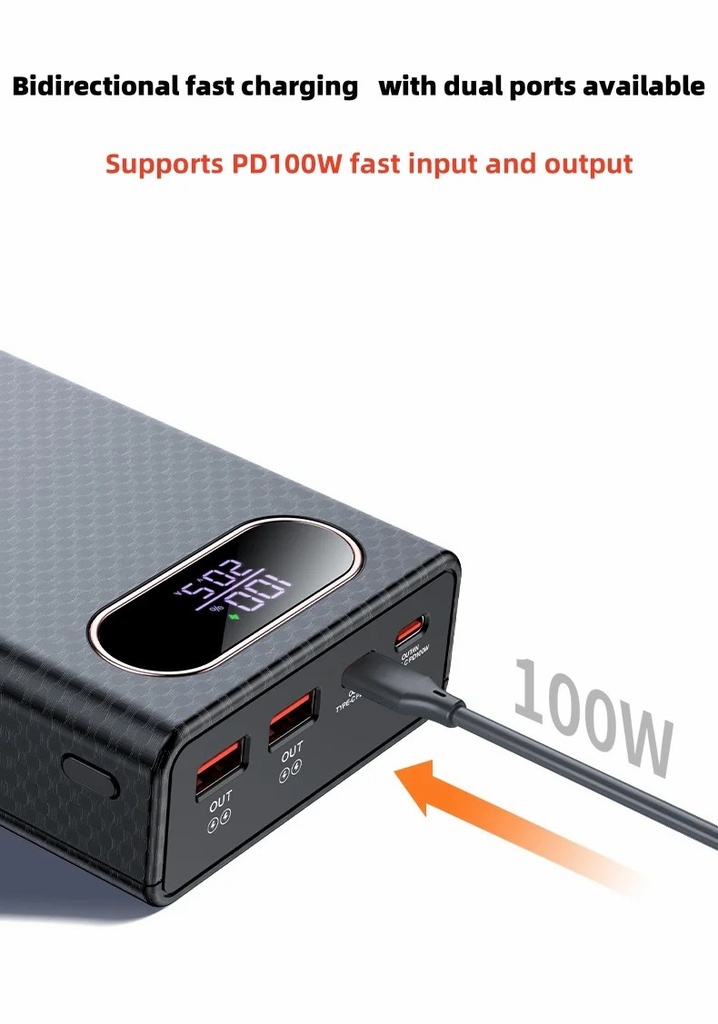 Q6 PD 100W Fast Charging Power Bank CASE shell 20V 5A DIY 6 PCS 21700 battery Detachable laptop charge External power supply