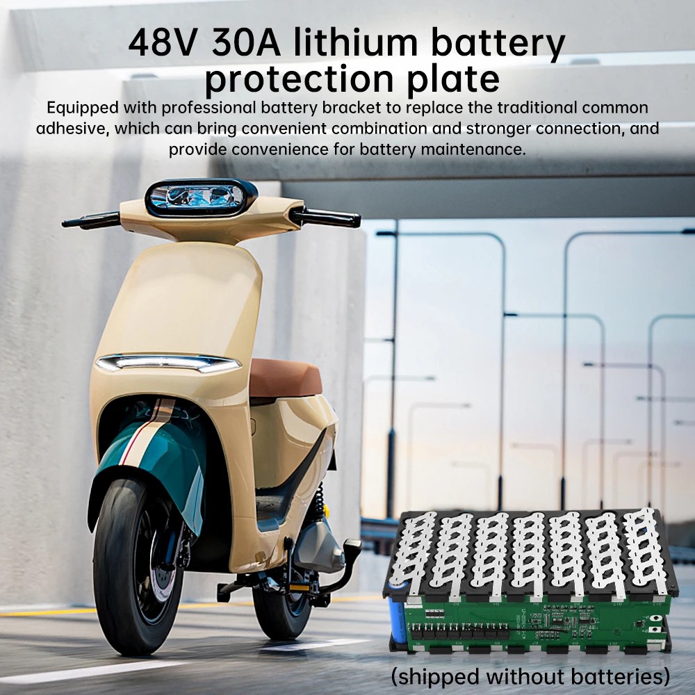 48V 12AH Battery Storage Box 6X14 18650 Holder 13S 30A BMS with Welding Nickel DIY Lithium Battery Battery Storage Box (Battery not include)