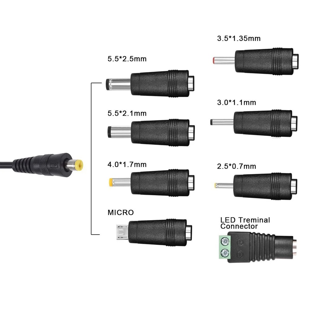 30W Universal Power Adapter 3V 4.5V 5V 6V 7.5V 9V 12V AC DC Charger Converter + 5V 2.1A USB Port With 8Pcs jack