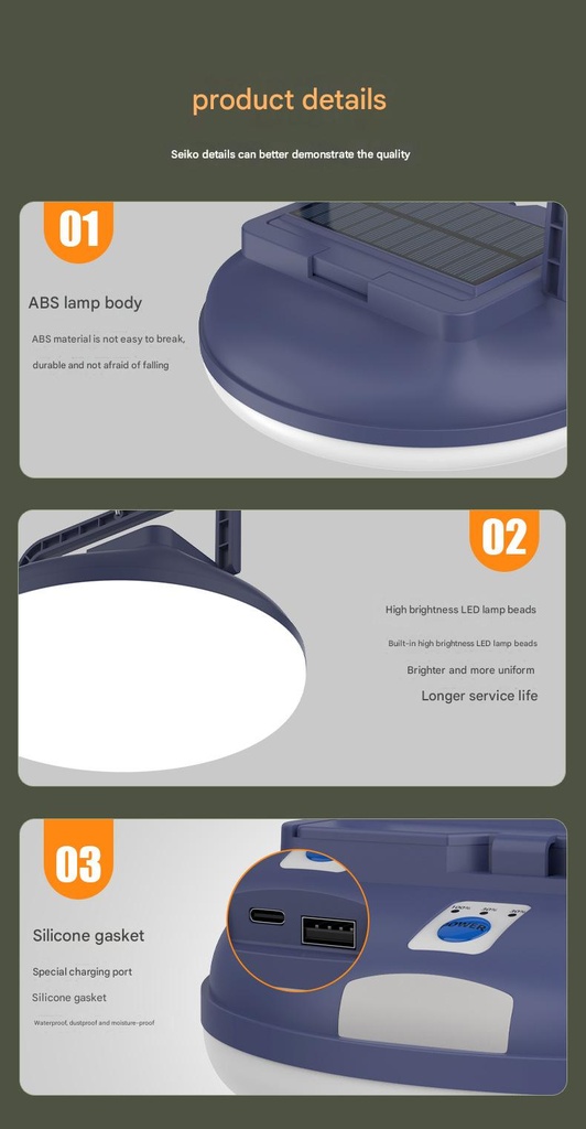 Portable LED Light Rechargeable 5X18650 Battery Outdoor Emergency Lighting Night Lamps With Power Bank Function (ESS)
