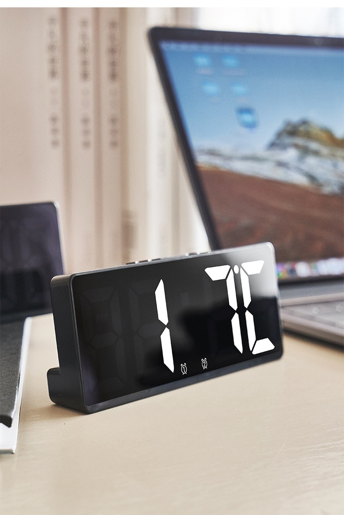 Multifunctional LED dual alarm clock with temperature and date display