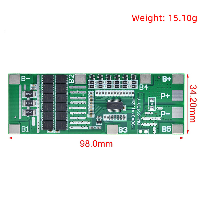 24V 6S 40A BMS 18650 Li-Ion Lithium Battery Poretect Board Solar Lighting BMS With Balance Module