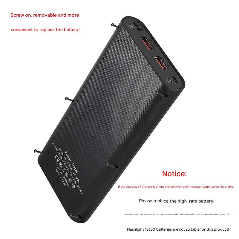 Welding-free 8-section 18650 mobile power fast charging kit Digital display screen power bank shell battery box assembly kit