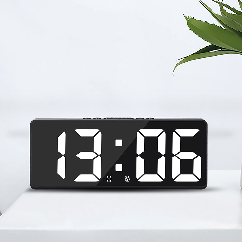 Multifunctional LED dual alarm clock with temperature and date display