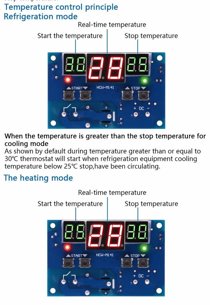 XH-W1401 DC12 intelligent digital display thermostat temperature controller upper and lower limit setting three windows synchronous display