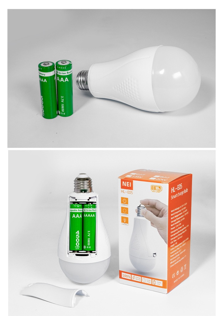 18650 Dual battery removable emergency light lithium battery LED bulb