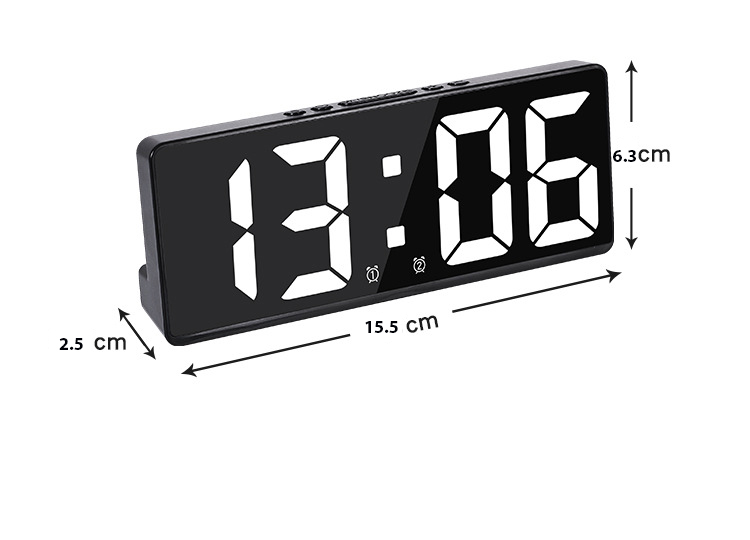 Multifunctional LED dual alarm clock with temperature and date display