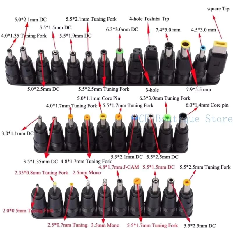 Adjustable Voltages USB C To DC5525 Charging Cable PD65W 34 Conversion Heads