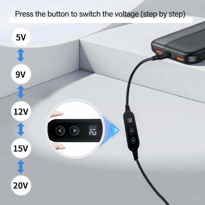 Adjustable Voltages USB C To DC5525 Charging Cable PD65W 34 Conversion Heads