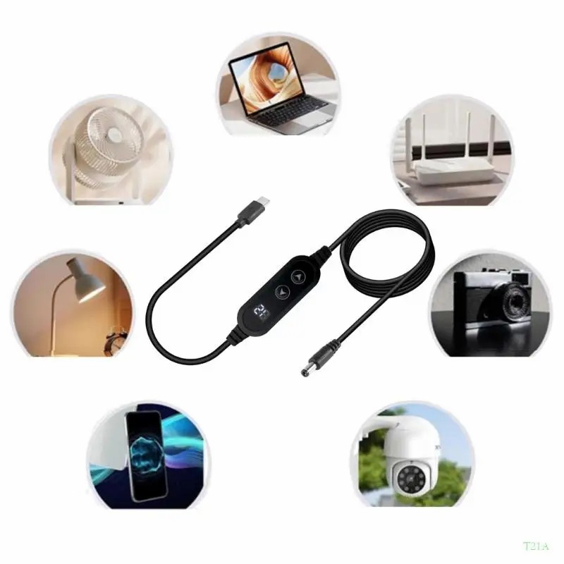 Adjustable Voltages USB C To DC5525 Charging Cable PD65W 34 Conversion Heads