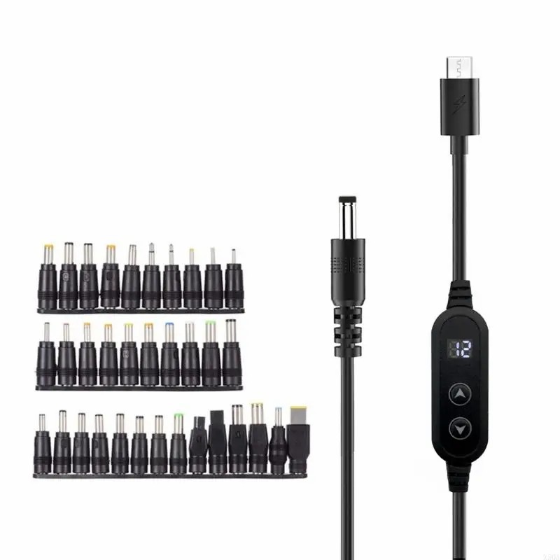 Adjustable Voltages USB C To DC5525 Charging Cable PD65W 34 Conversion Heads