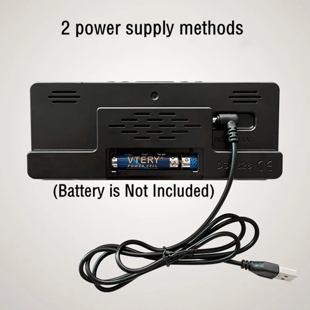 Multifunctional LED dual alarm clock with temperature and date display