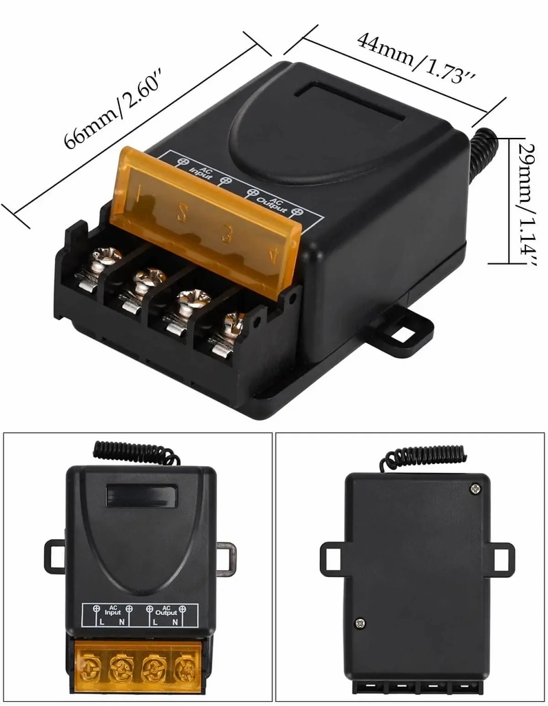 RF 433Mhz Wireless Remote Control Switch AC 90-245V 30A High Current Relay Receiver With Remote