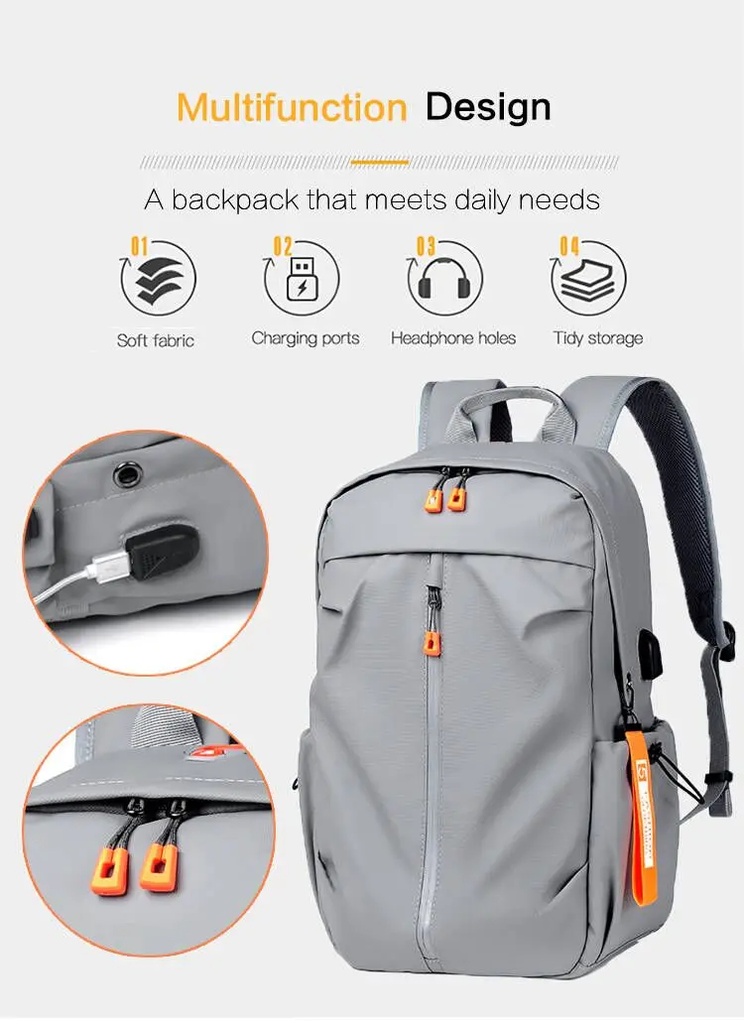Multifunctional Business Notebook Backpack USB Charging Waterproof Film Men's Back bag Casual Bag