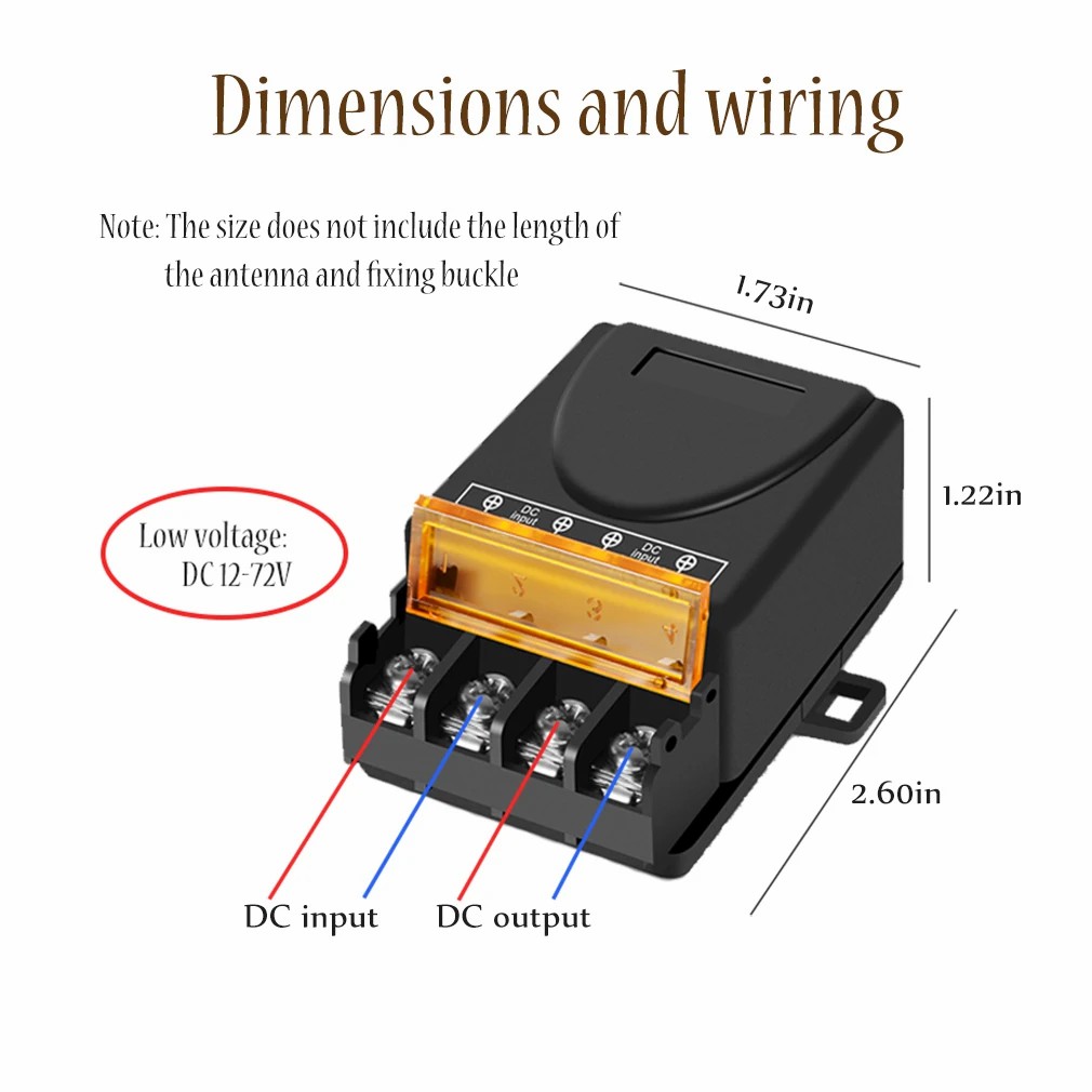 RF 433Mhz Wireless Remote Control Switch DC12-72V 30A High Current Relay Receiver With Remote