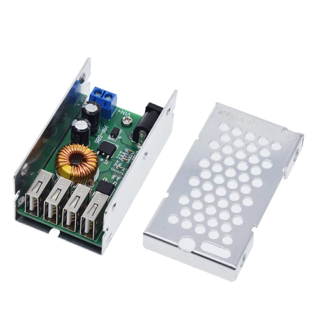 DC-DC DC 9-36V to 5V 5A Step Down Buck Converter Power Supply Module Voltage Regulator Transformer Board 4 USB with Case