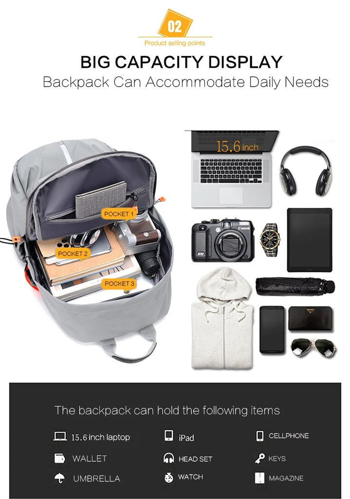 Multifunctional Business Notebook Backpack USB Charging Waterproof Film Men's Back bag Casual Bag