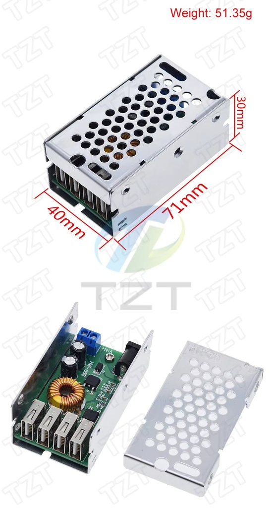 DC-DC DC 9-36V to 5V 5A Step Down Buck Converter Power Supply Module Voltage Regulator Transformer Board 4 USB with Case
