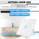 Tuya Wifi Boiler Smart Switch 40A 8000W High Power Water Heater Switches EU/US Standard Luxuray Glass Touch Timer Voice Control