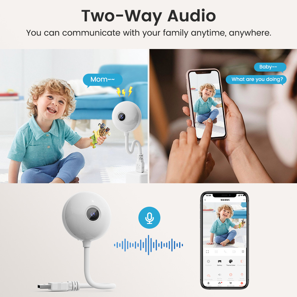 Tuya Wifi USB Mini Camera 3MP Advanced Security Camera With Motion Detection And Two-Way Audio HD Camera