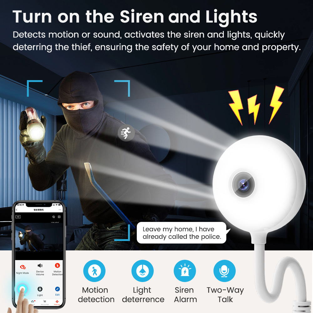 Tuya Wifi USB Mini Camera 3MP Advanced Security Camera With Motion Detection And Two-Way Audio HD Camera