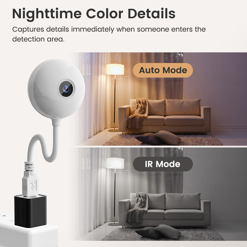 Tuya Wifi USB Mini Camera 3MP Advanced Security Camera With Motion Detection And Two-Way Audio HD Camera