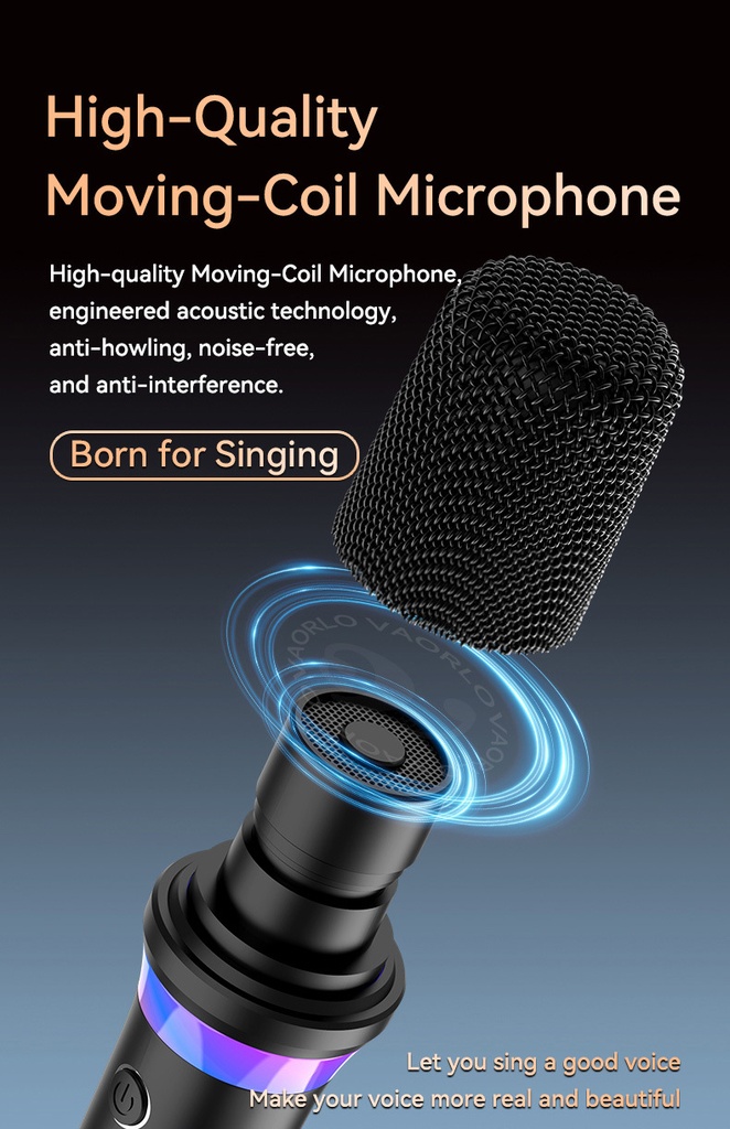DS-K2 Karaoke Companion Bluetooth Wireless Moving-Coil Microphone With RGB Light KTV DSP Mixer System