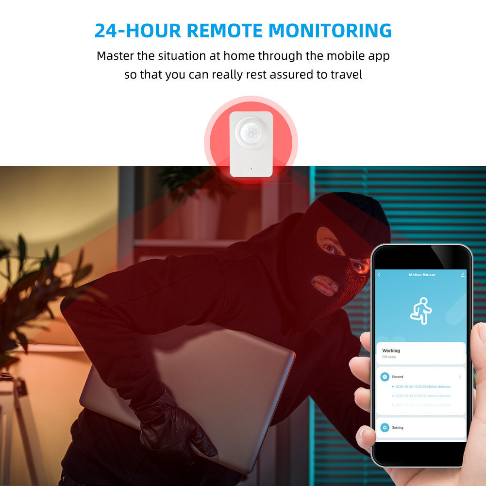 Tuya WiFi PIR Motion Sensor Human Body Movement Infrared Sensor Wireless Smart Life APP Home Security Alarm System