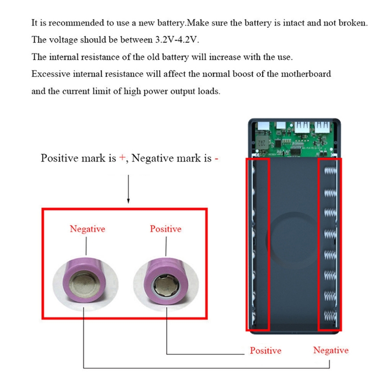 Detachable QC3.0 PD LCD Display DIY 16x18650 Power Bank Battery CASE, (Without Batteries), Detachable design