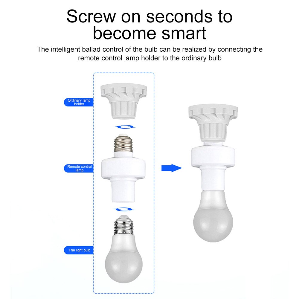 E27 Wireless Remote Control Light Lamp Screw Base ON/Off Switch Socket Holder 15M Range RC Smart Device 220V