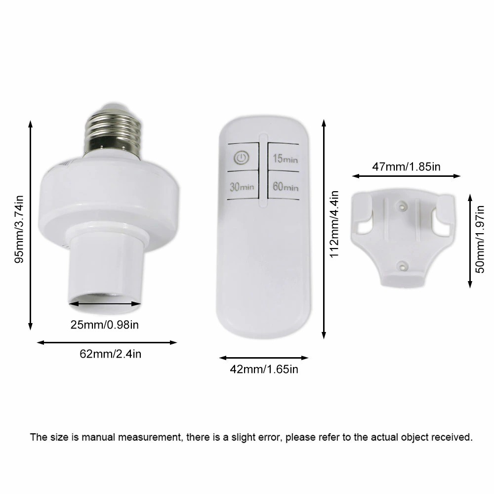 E27 Wireless Remote Control Light Lamp Screw Base ON/Off Switch Socket Holder 15M Range RC Smart Device 220V