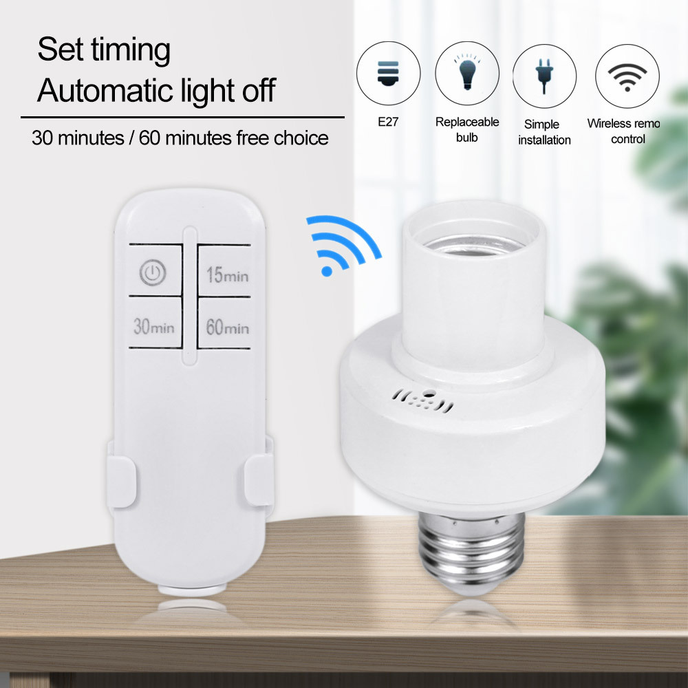 E27 Wireless Remote Control Light Lamp Screw Base ON/Off Switch Socket Holder 15M Range RC Smart Device 220V