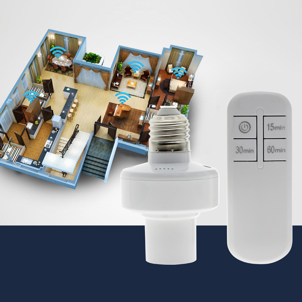 E27 Wireless Remote Control Light Lamp Screw Base ON/Off Switch Socket Holder 15M Range RC Smart Device 220V