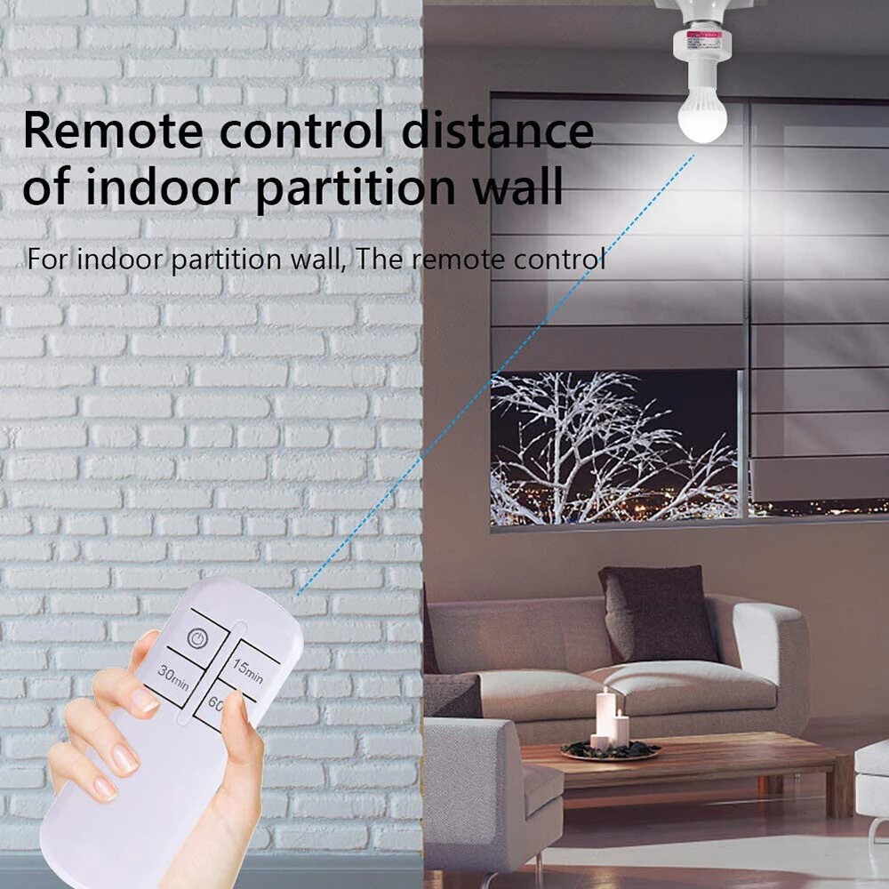 E27 Wireless Remote Control Light Lamp Screw Base ON/Off Switch Socket Holder 15M Range RC Smart Device 220V