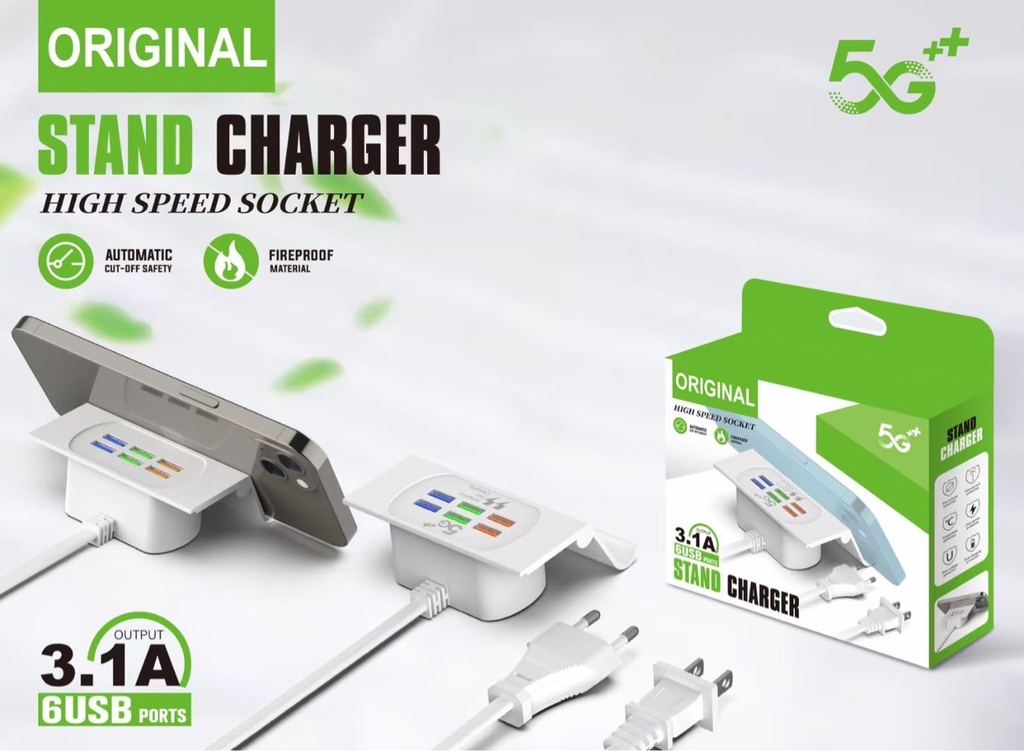 mobile phone 6usb charger bracket multi-function 3a multi-port charging head Android universal socket