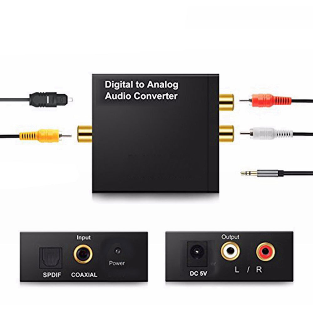 DAC Digital to Analog Audio Converter SPDIF Optical Toslink Coaxial to L/R RCA and 3.5mm Jack Headphone Amplifier Output