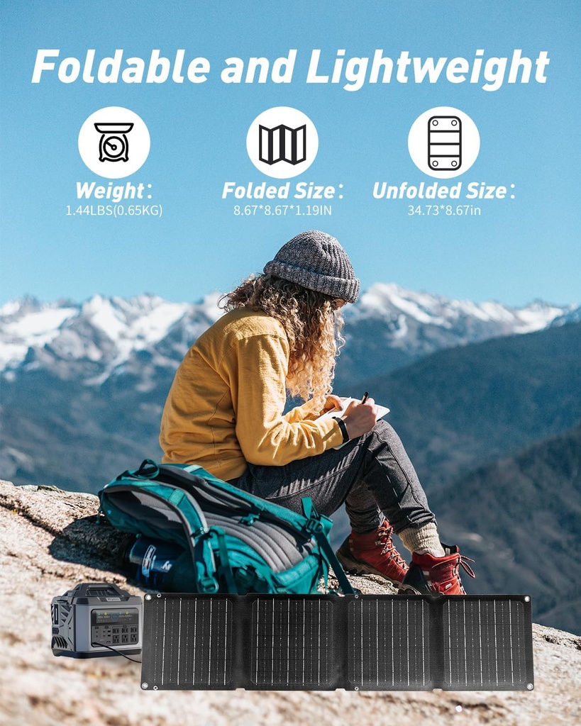 30W Outdoor Folding Solar Panel with USB-C and DC Outputs Photovoltaic Portable Monocrystalline Silicon Panel