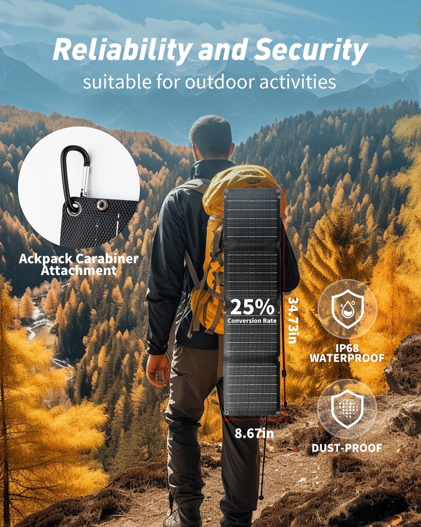 30W Outdoor Folding Solar Panel with USB-C and DC Outputs Photovoltaic Portable Monocrystalline Silicon Panel