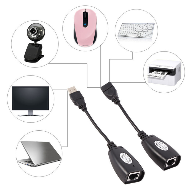 1 Pair USB extender 50 meters usb extension signal amplifier usb2.0 to RJ45 network extender